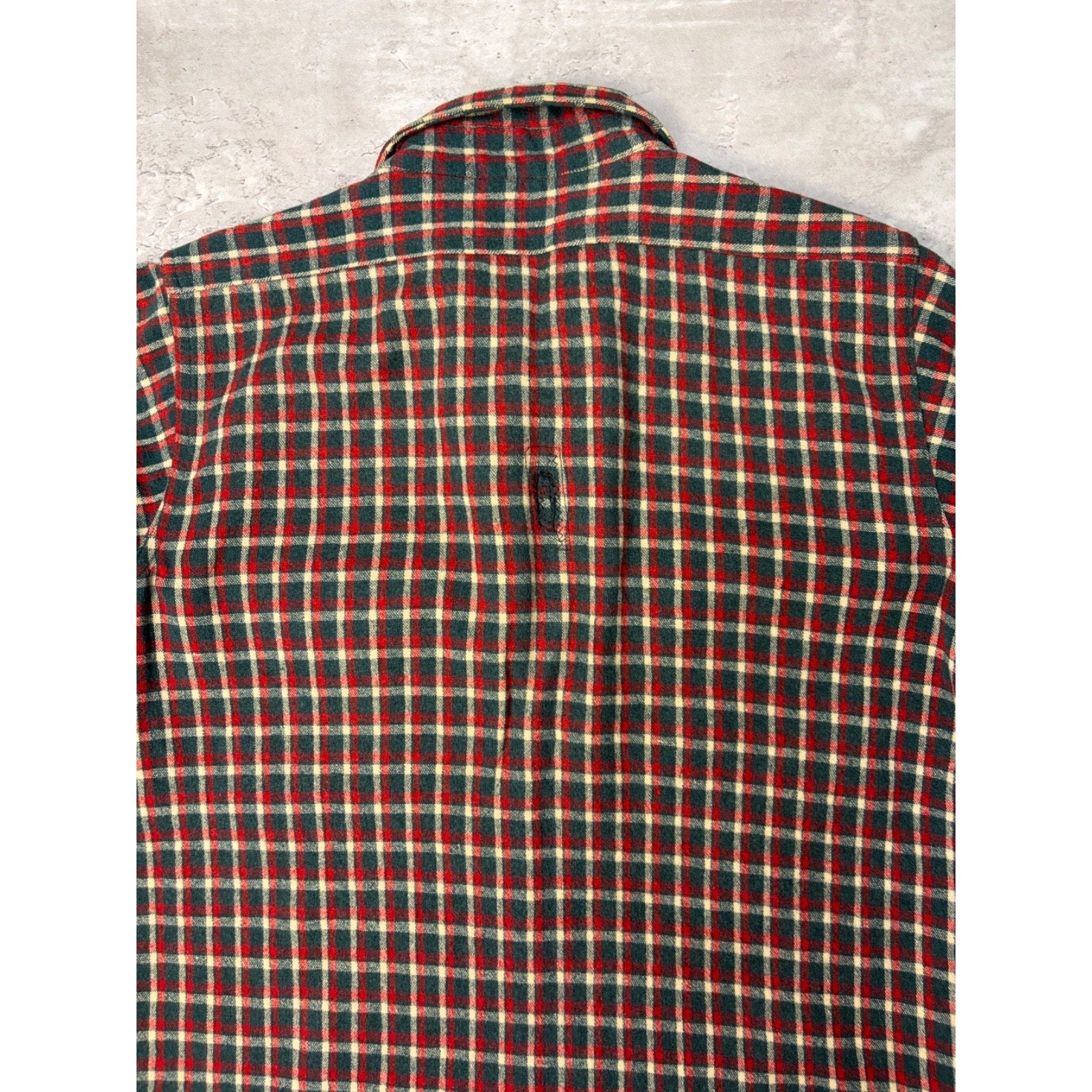 Vintage 1950s Buckskein 1005 Wool Plaid Print Full Zip Flannel Shirt Size Large