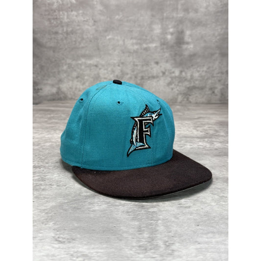 Vintage 90s Florida Marlins MLB Embroidered Logo Fitted Hat Size 7