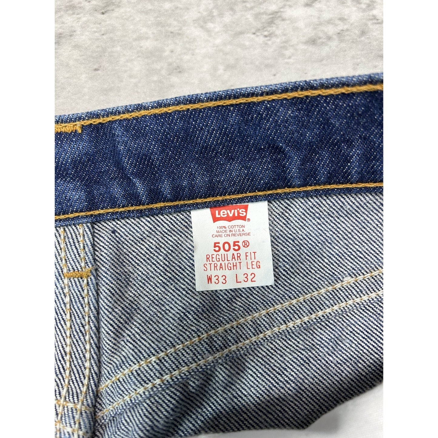 Vintage 90s Levis 505 Red Tab Straight Leg Dark Wash Denim Pants Size 33 Blue