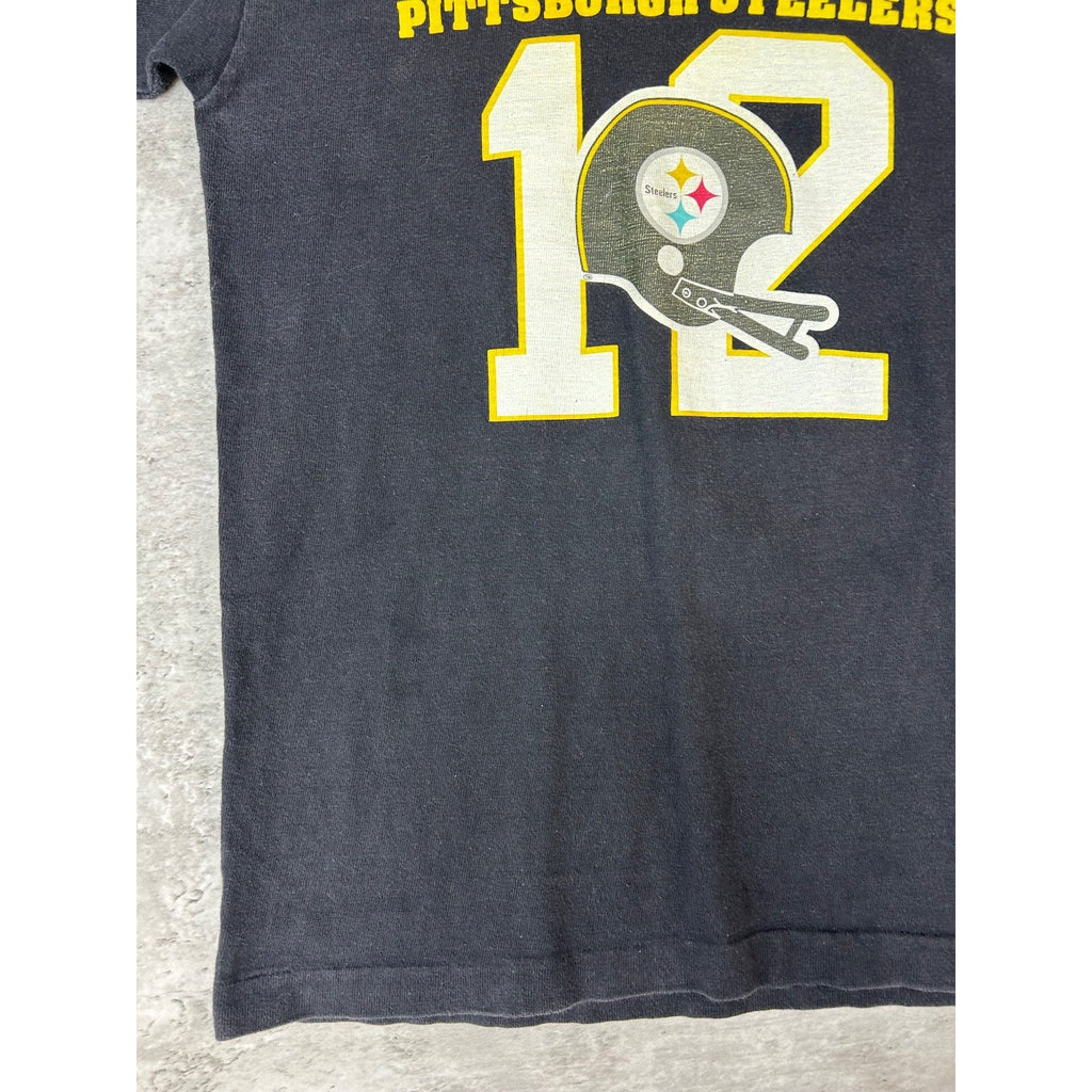 Vintage 90s Pittsburgh Steelers #12 NFL Helmet Graphic Football Jersey Sz Large