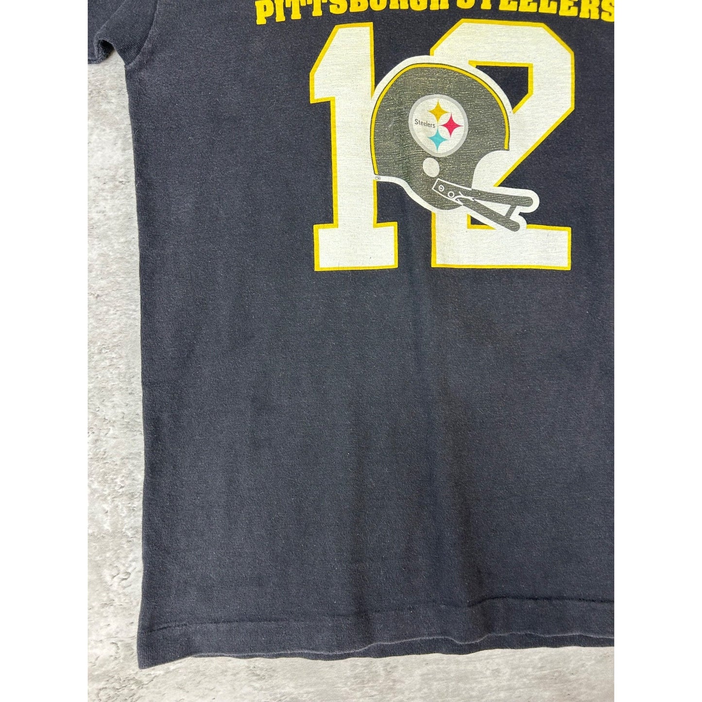Vintage 90s Pittsburgh Steelers #12 NFL Helmet Graphic Football Jersey Sz Large