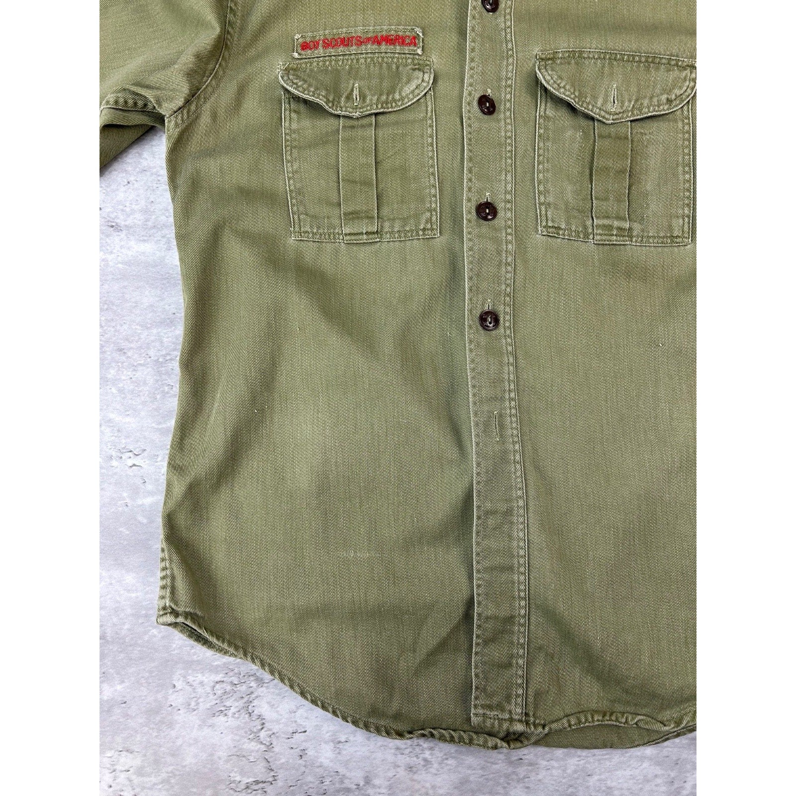VTG 1950s Boy Scouts Of America Sanforized Patched Button Up Shirt Size Small