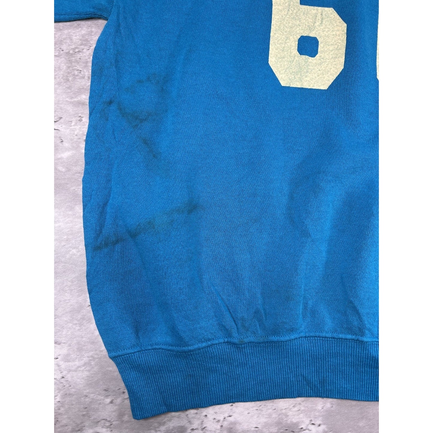 Vintage 80s/90s #66 Graphic Distressed Sweatshirt Size Medium Blue