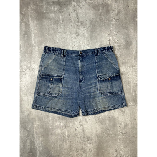 Vintage Dickies Medium Wash Denim Workwear Cargo Shorts Size 40
