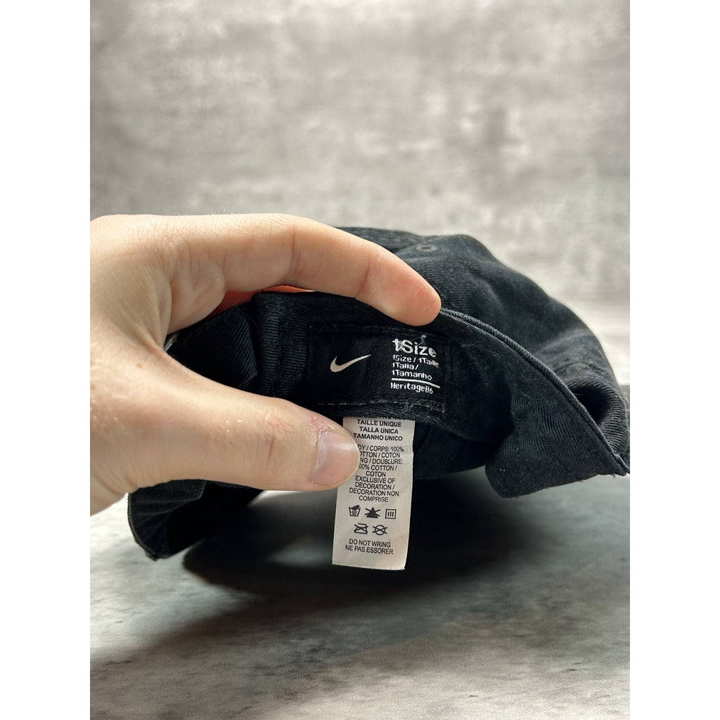 VIntage 2000s Nike Embroidered Swoosh Strapback Hat OSFA Black