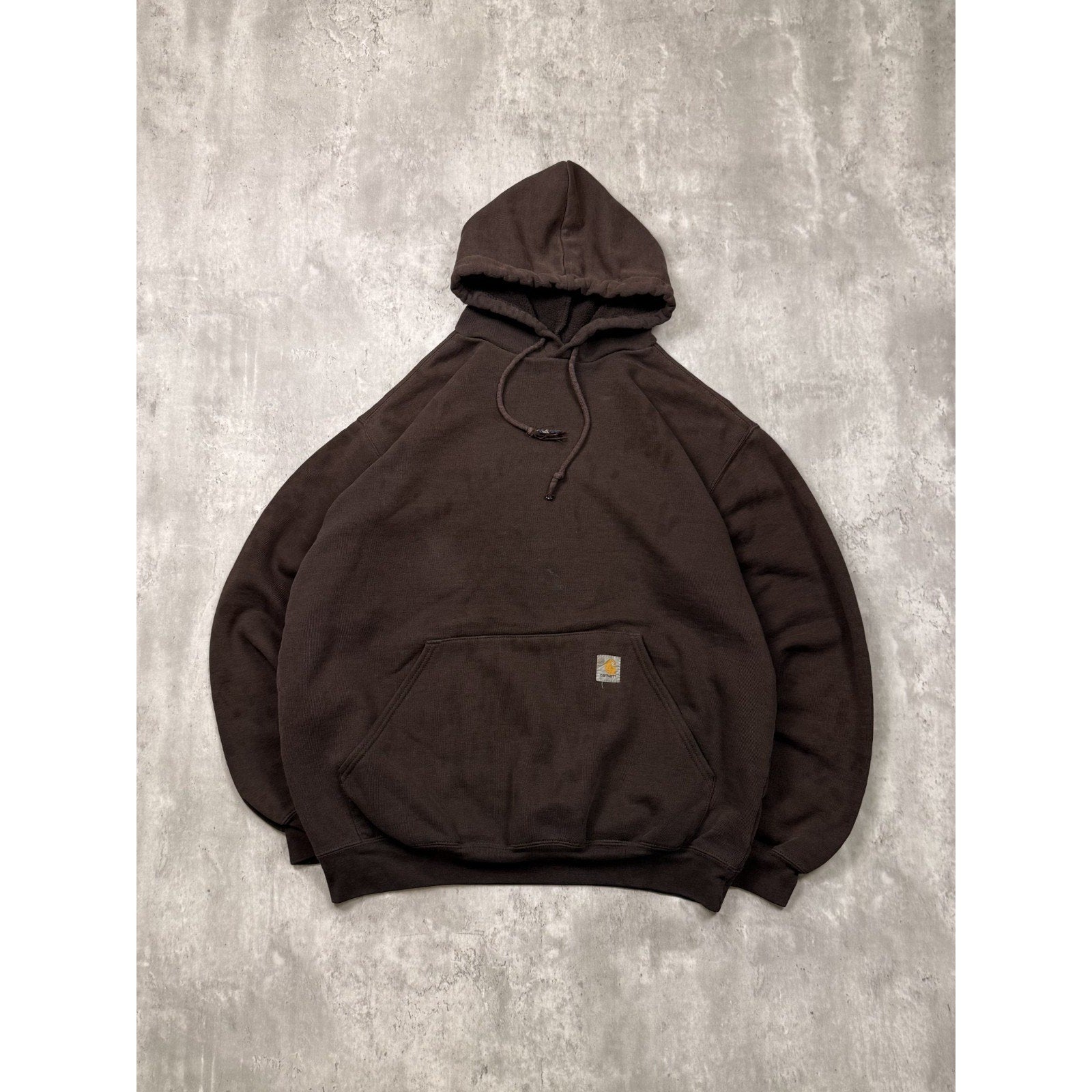 Vintage Carhartt Embroidered Patch Hooded Workwear Sweatshirt Size Medium