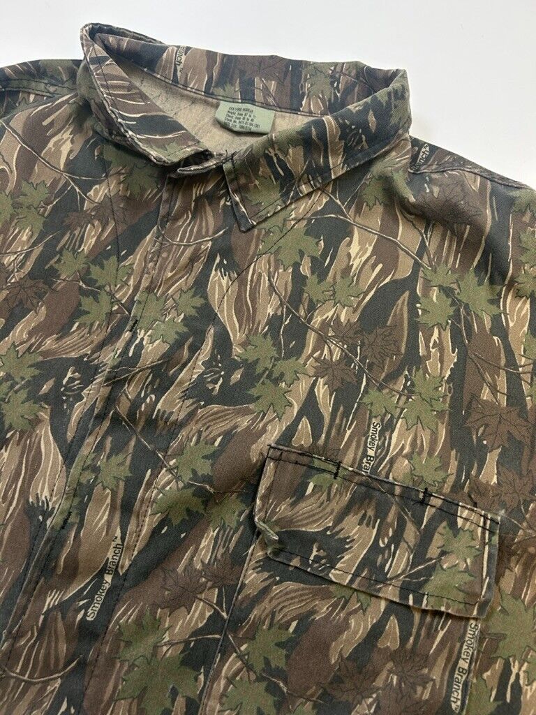 Vintage Smoky Branch Camo Hunting Button Up Light Over Coat Jacket Size 3XL