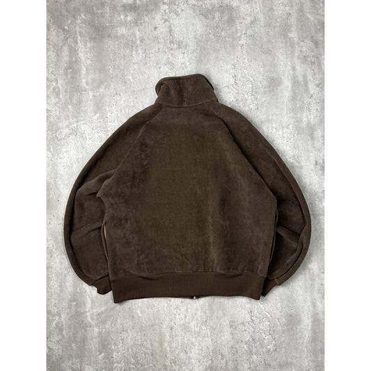 Vintage 1980s Carhartt Velour Full Zip Workwear Sweatshirt Size Large Brown