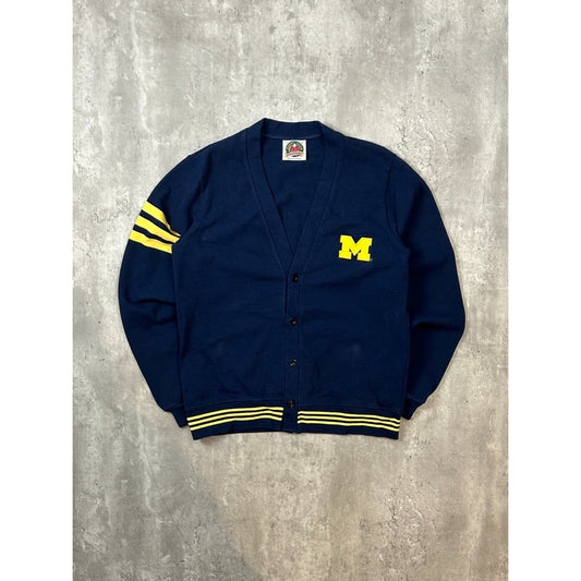 Vintage 90s Michigan Wolverines NCAA Embroidered Cardigan Sweatshirt Size Large