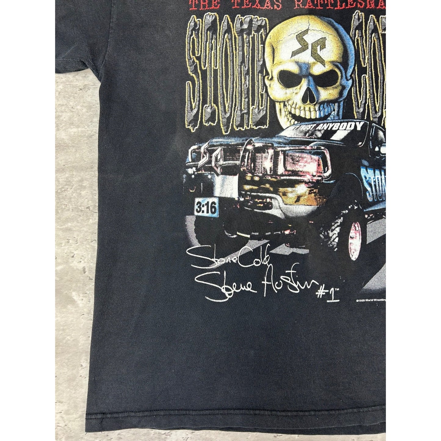 Vintage 1999 WWF Stone Cold The Texaas Rattlesnake T-Shirt Size Large
