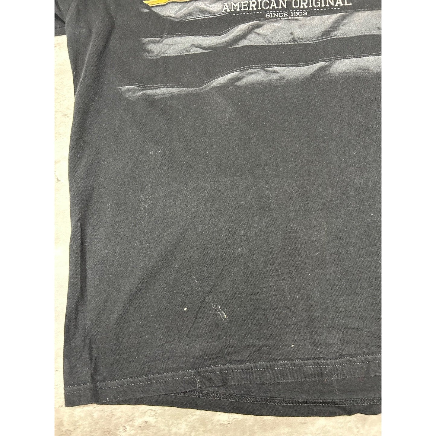 Vintage Harley Davidson American Flag Spellout Graphic Motorcycle T-Shirt Sz XL