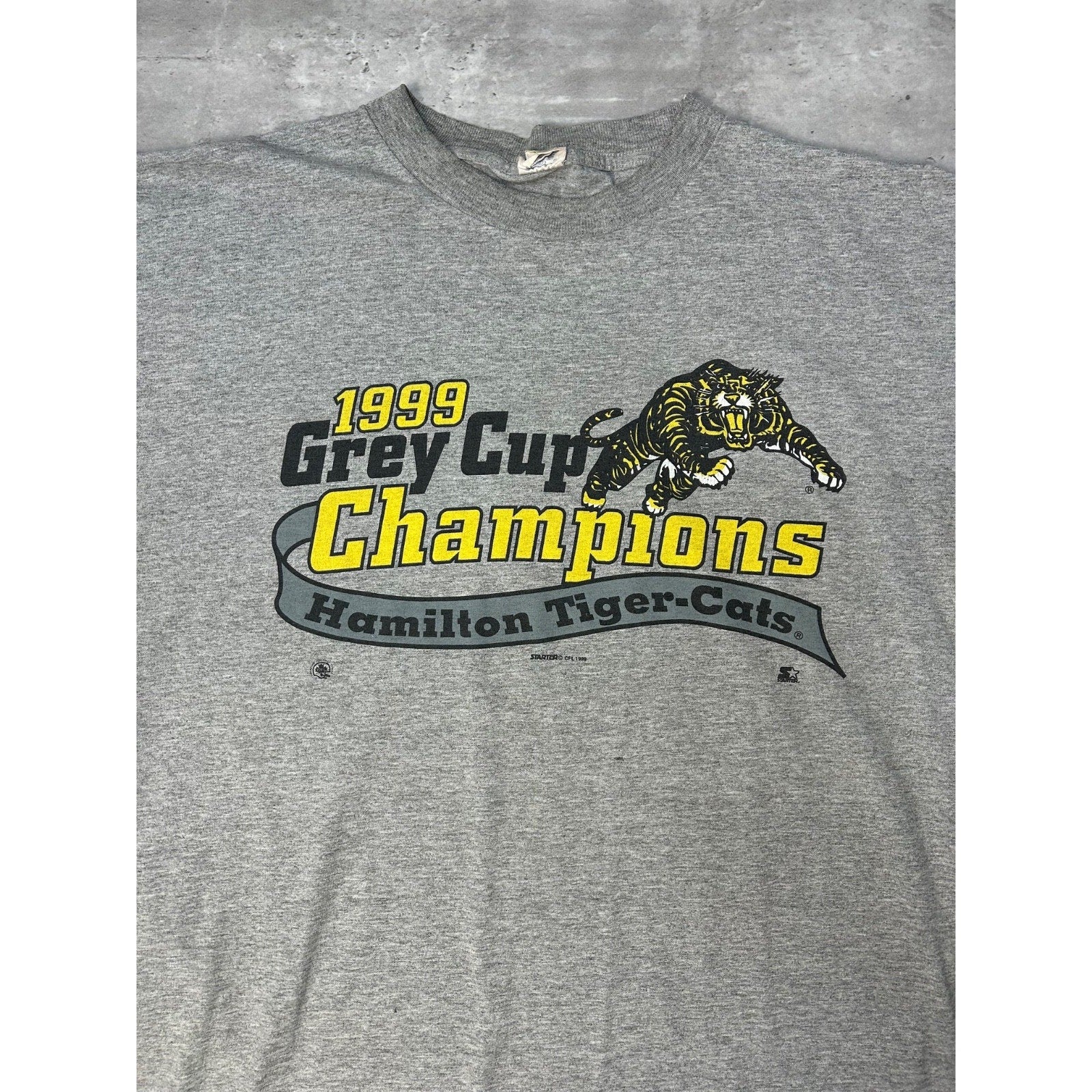 Vintage 1999 Hamilton Tiger Cats CFL Starter Football Graphic T-Shirt Size XL
