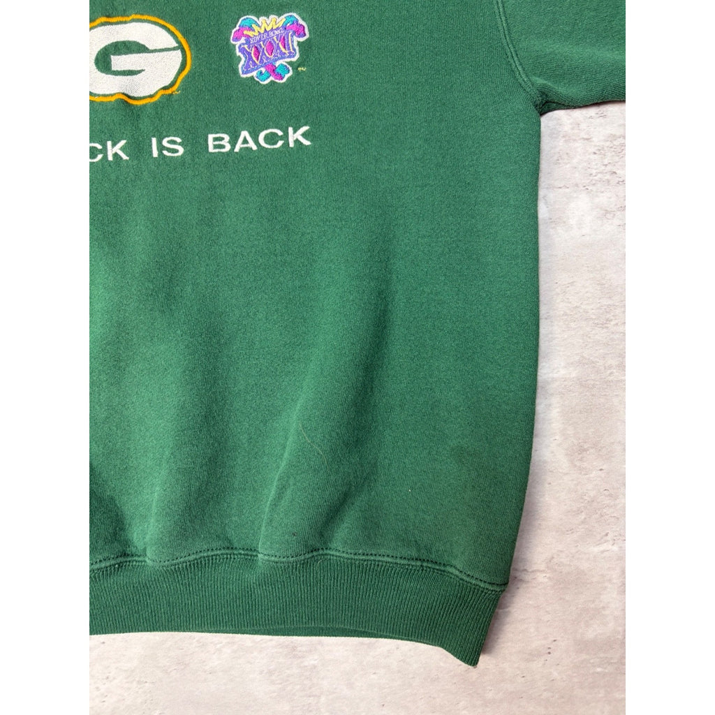 Vintage 1996 Green Bay Packers NFL NFC Champs Embroidered Sweatshirt Size Medium
