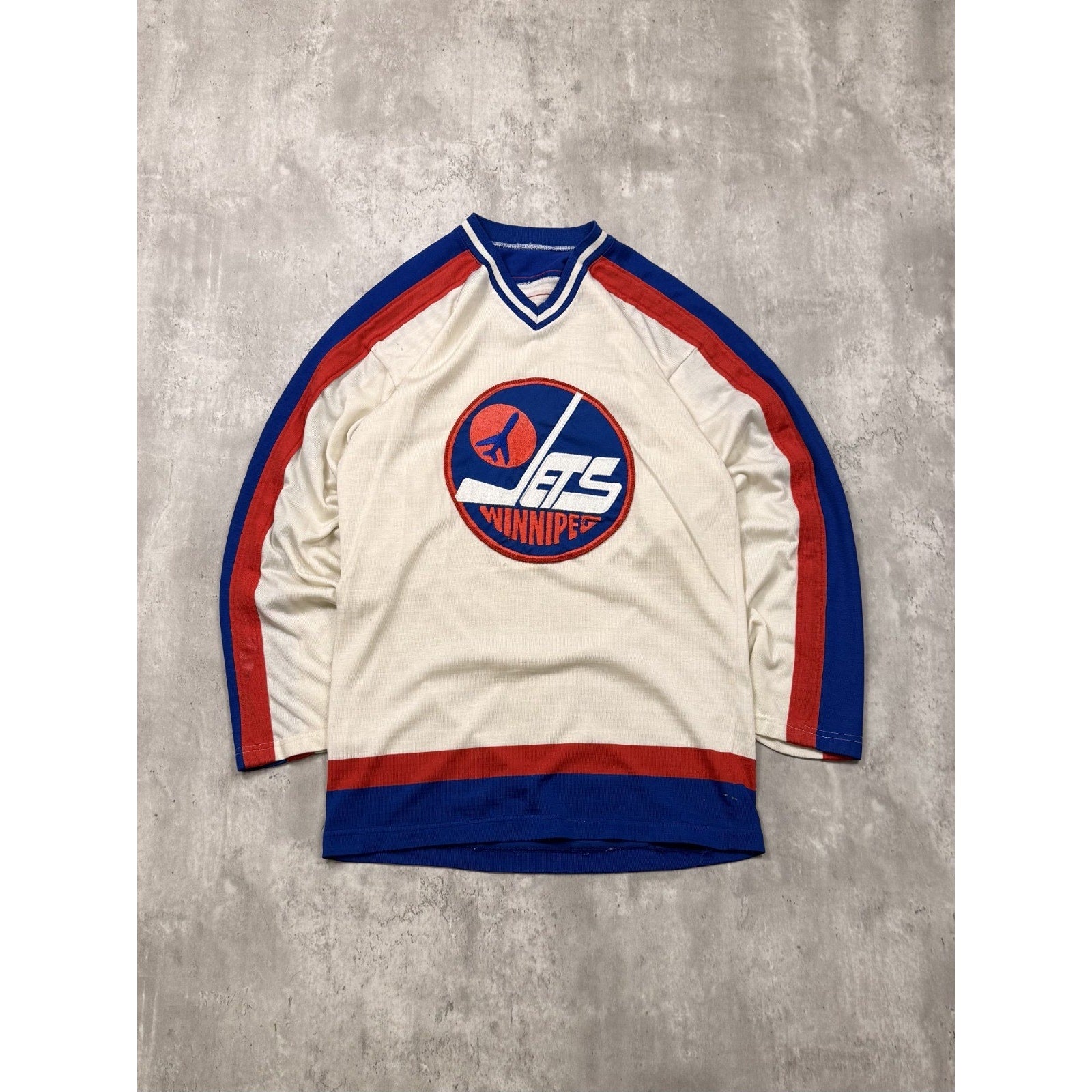 Vintage 1970s/80s Winnipeg Jets NHL Stitched Hockey Jersey Size Medium