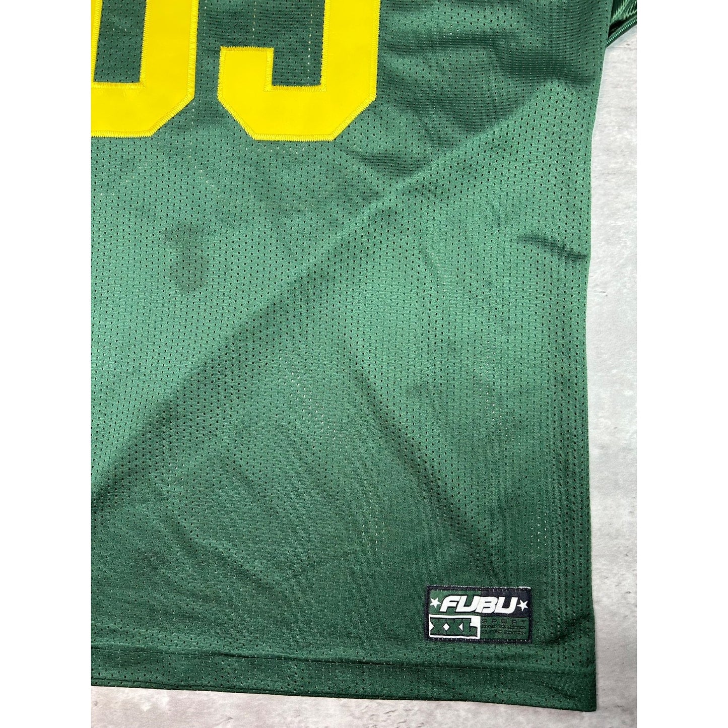 Vintage Y2K Fubu #05 Stitched Football Jersey Size XL Green/Yellow