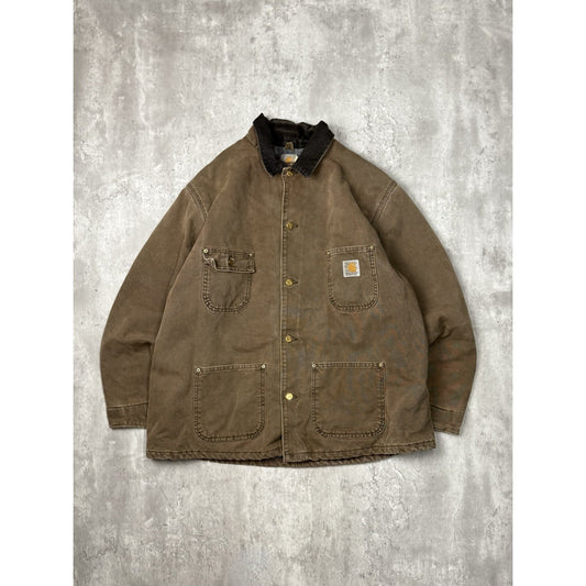 Vintage Carhartt Blanket Lined Canvas Workwear Chore Barn Jacket Size XL Brown