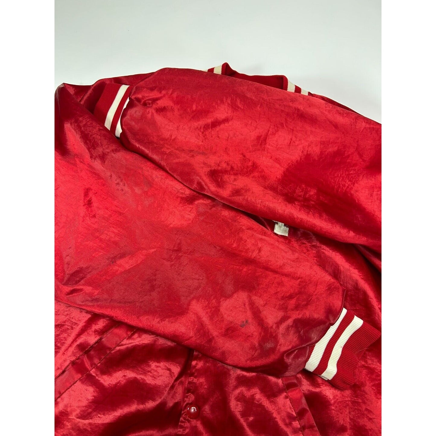 Vintage 80s Indiana Hoosiers NCAA Script Spellout Satin Varsity Jacket Sz Medium