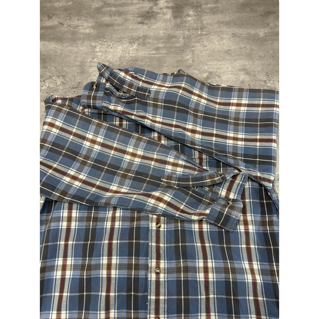 Vintage 90s Eddie Bauer Plaid Long Sleeve Double Pocket Button Up Shirt Medium