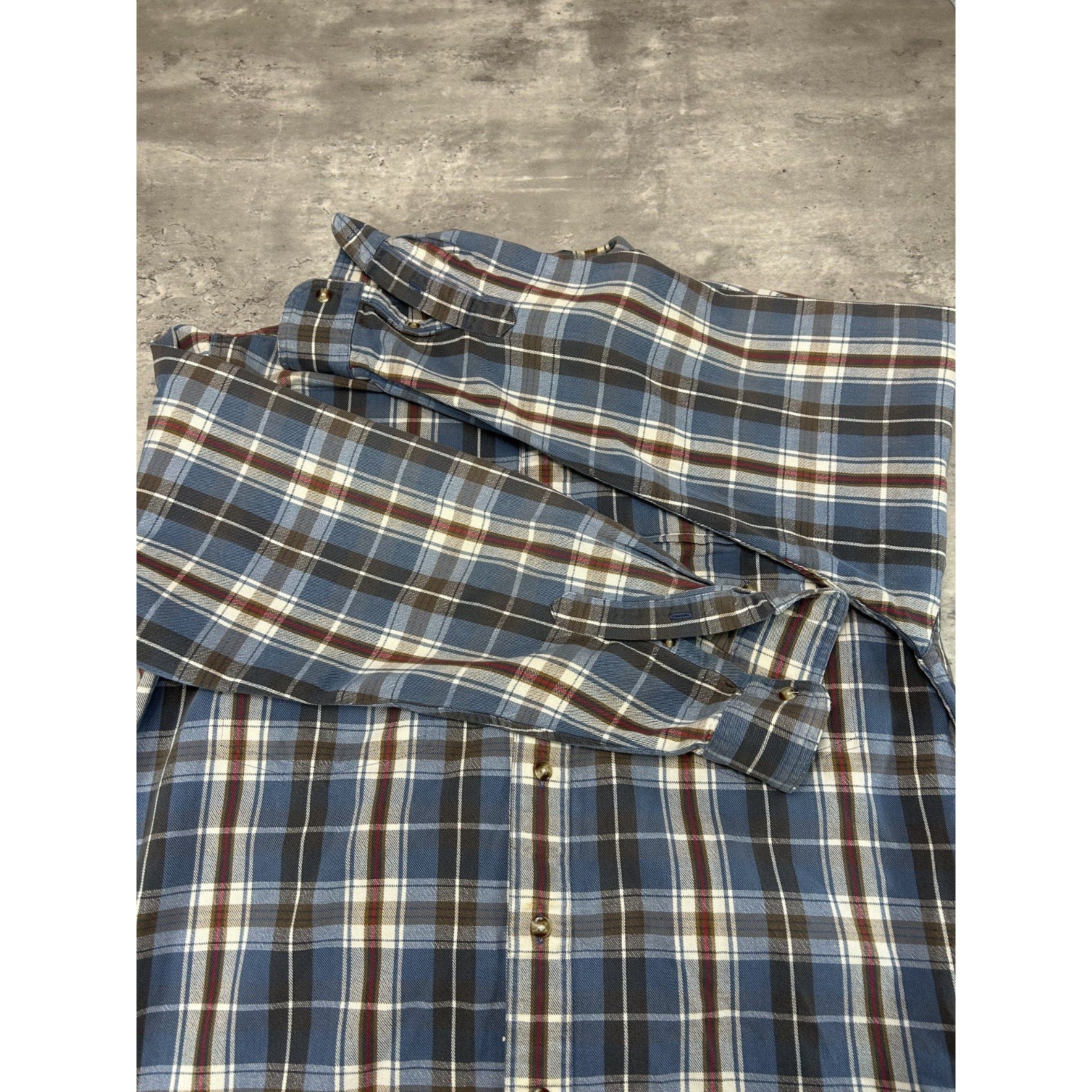 Vintage 90s Eddie Bauer Plaid Long Sleeve Double Pocket Button Up Shirt Medium