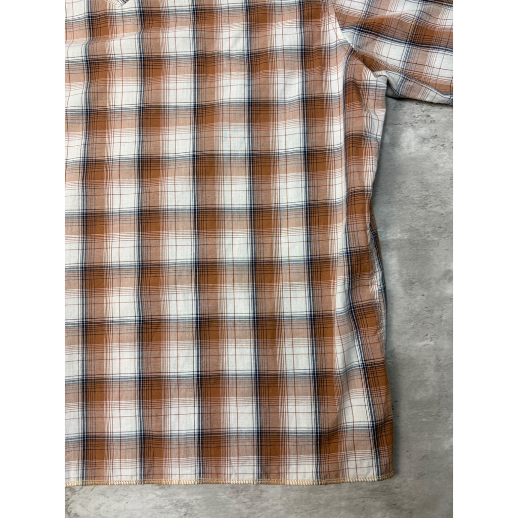 VTG 90s Wrangler Western Pearl Snap Reworked Cropped Button Up Shirt Sz Large