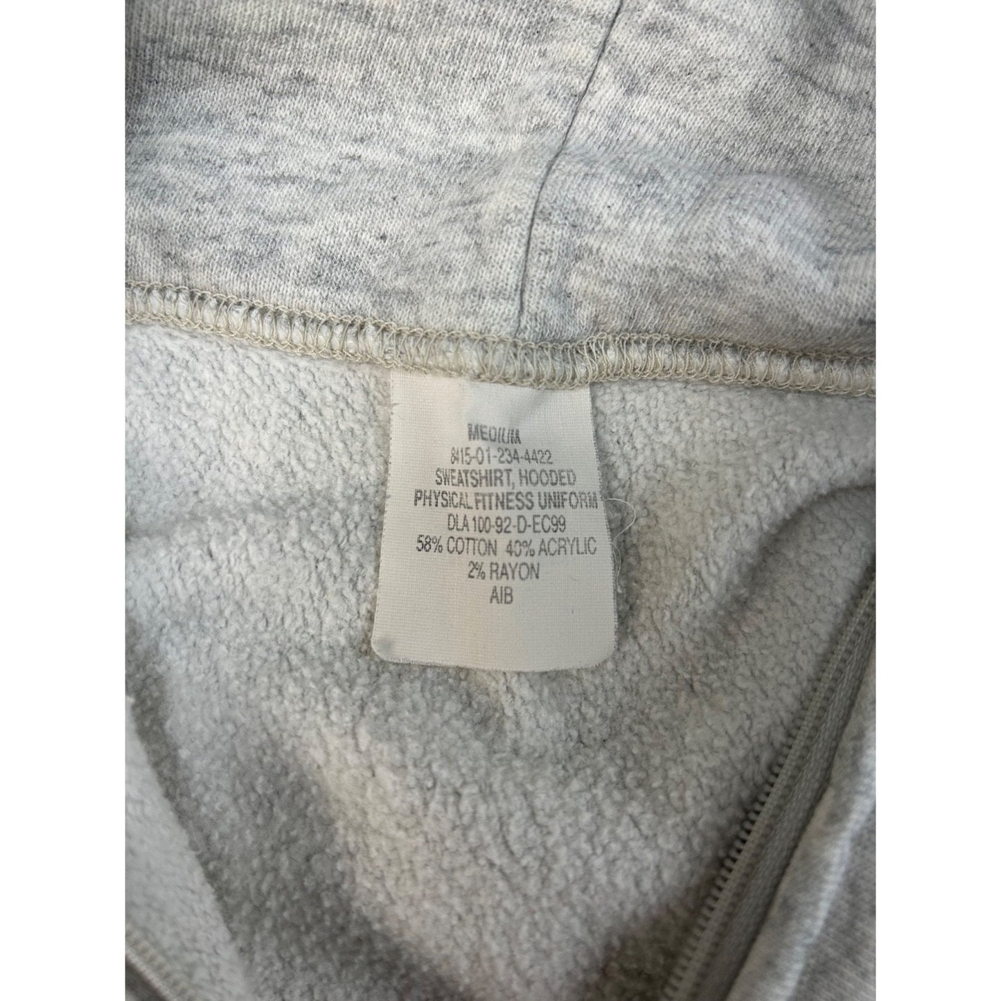 Vintage 90s US Army Training Spellout Full Zip Hooded Sweatshirt Size Medium