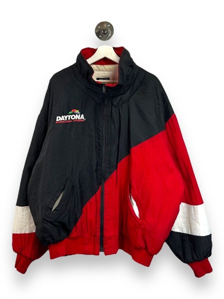 Vintage 90s Nascar Daytona Speedway Embroidered Nylon Windbreaker Jacket Sz 2XL