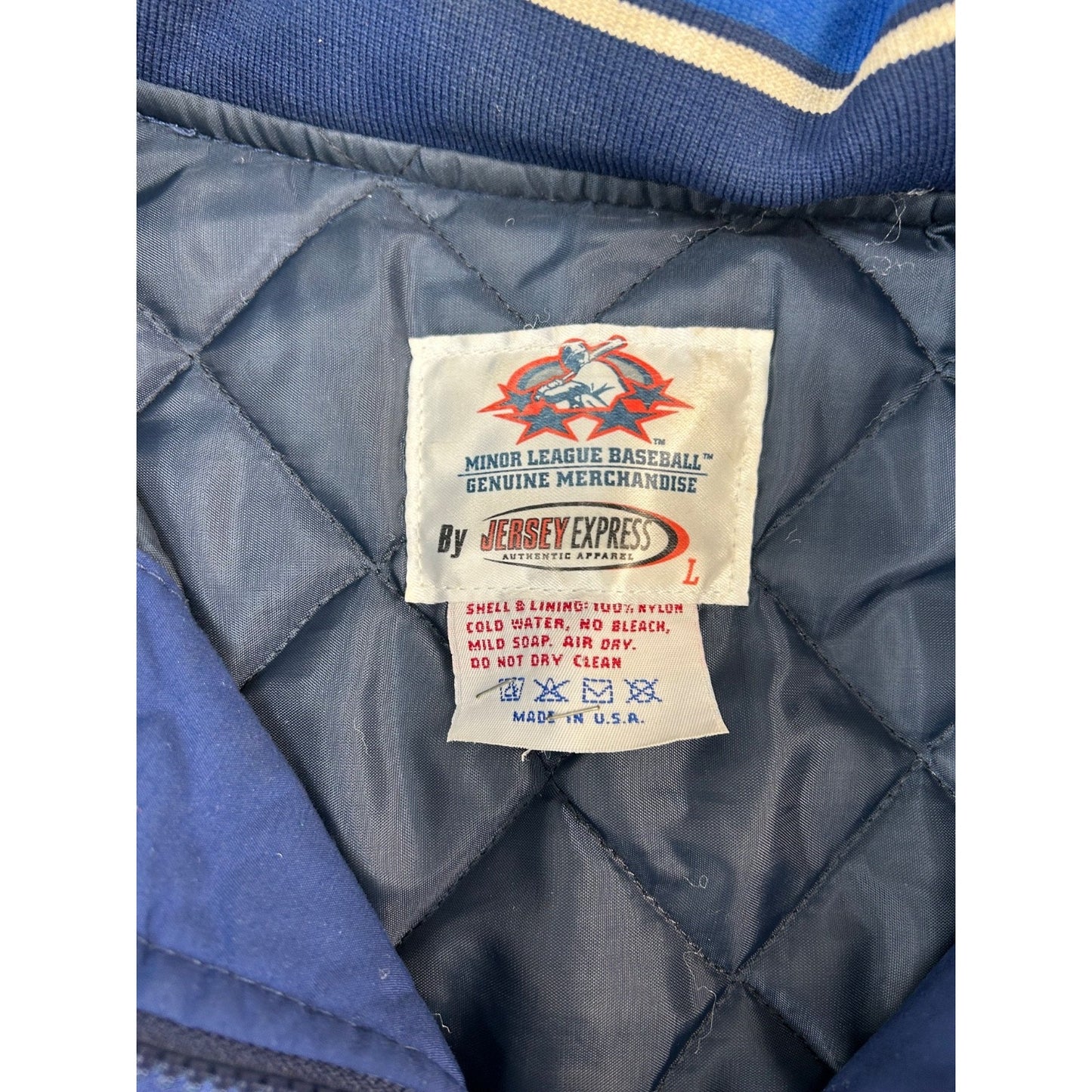 Vintage 90s Columbus Clippers MiLB Stitched Baseball Bomber Jacket Size Large