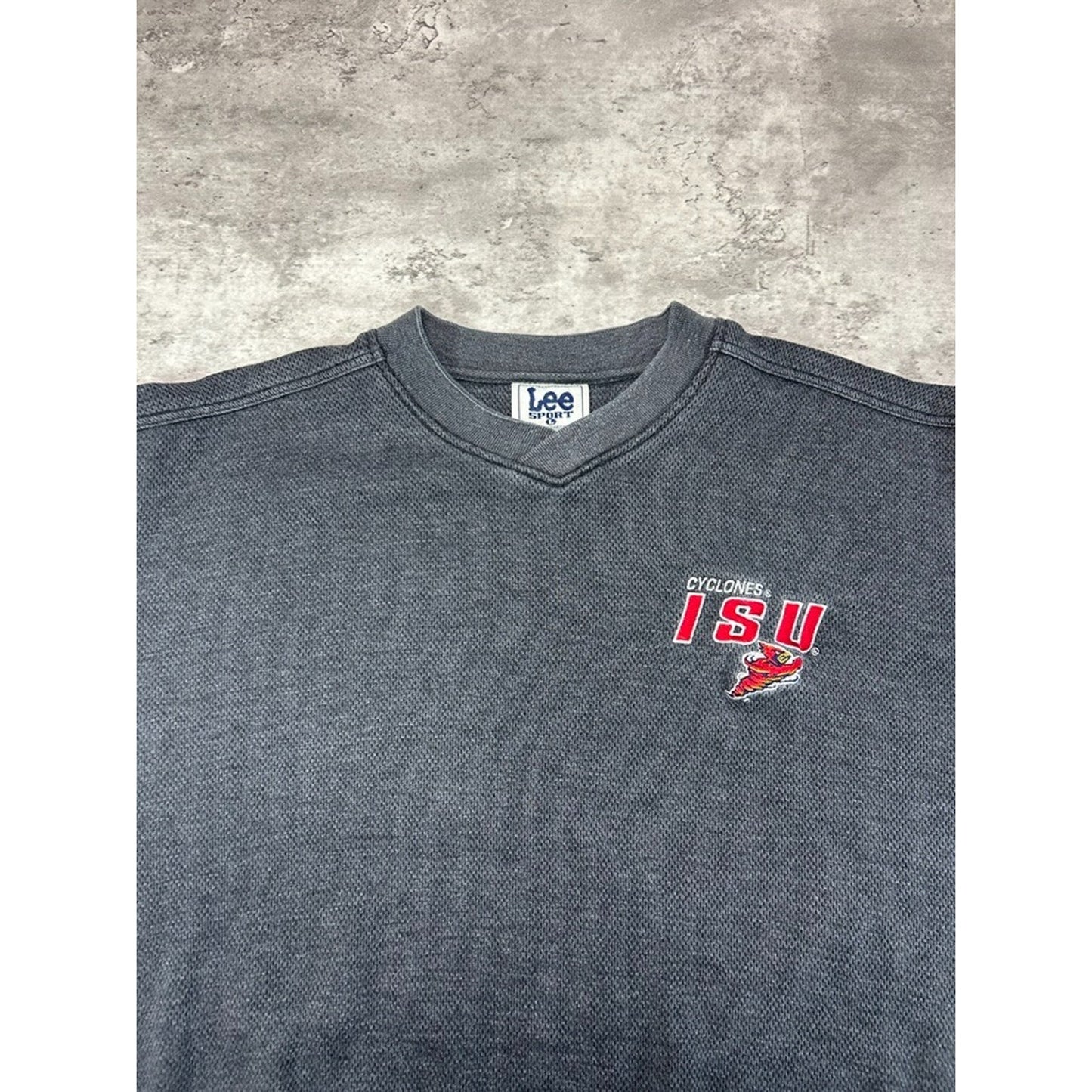 Vintage 90s Iowa State Cyclones NCAA Embroidered Logo Sweatshirt Size Large Gray