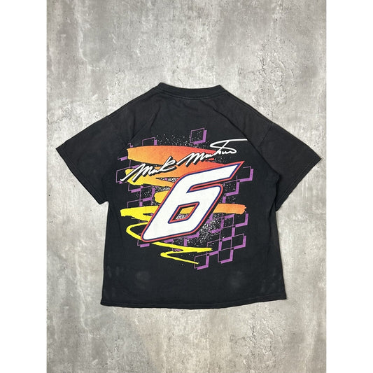 Vintage 90s Mark Martin #6 Nascar Valvoline Big Graphic Race T-Shirt Size Large