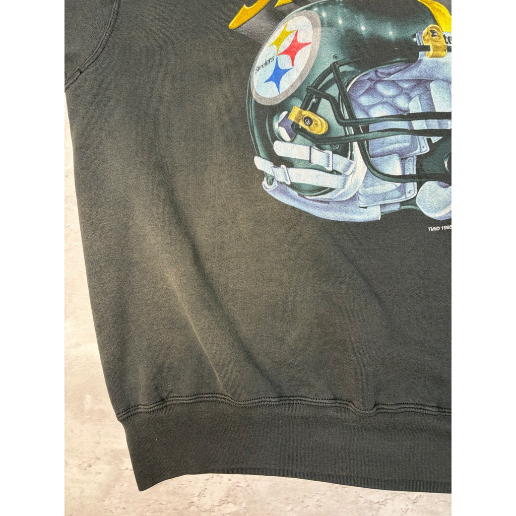 Vintage 1995 Pittsburgh Steelers NFL Helmet Graphic Football Sweatshirt Size 2XL