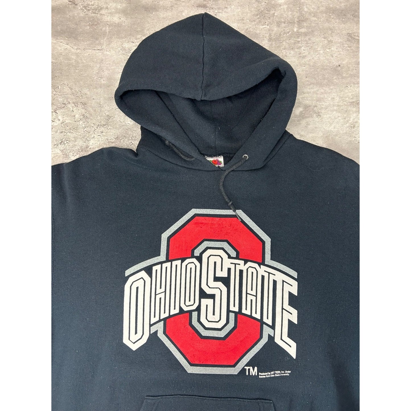 Vintage 90s Ohio State Buckeyes NCAA Graphic Hooded Sweatshirt Size 2XL