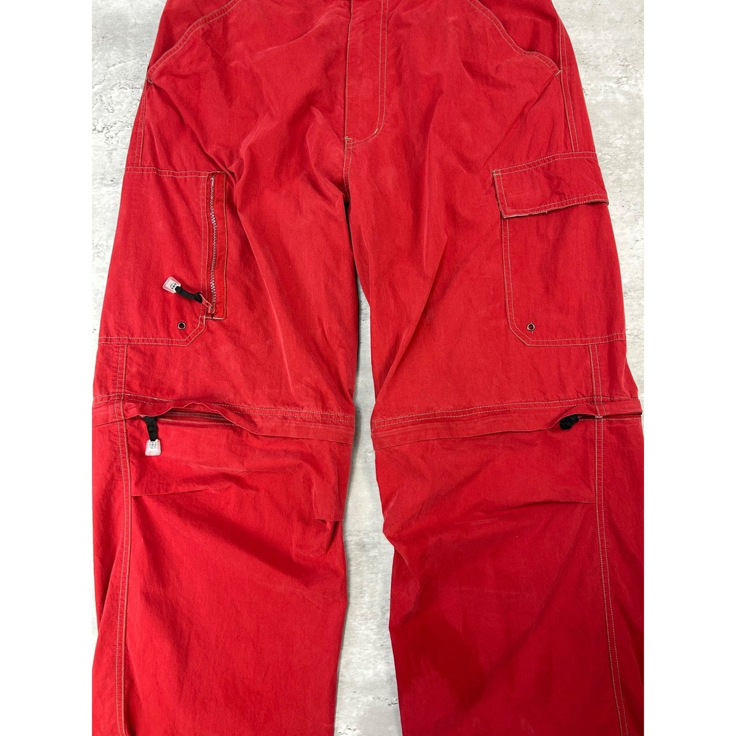 Vintage Y2K Plugg Convertible Baggy Fit Cargo Pants Size 35 Red