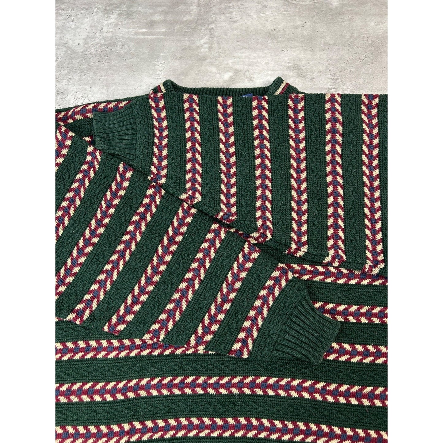 Vintage 90s Trader Bay Abstract Striped Pullover Knit Sweater Size Large