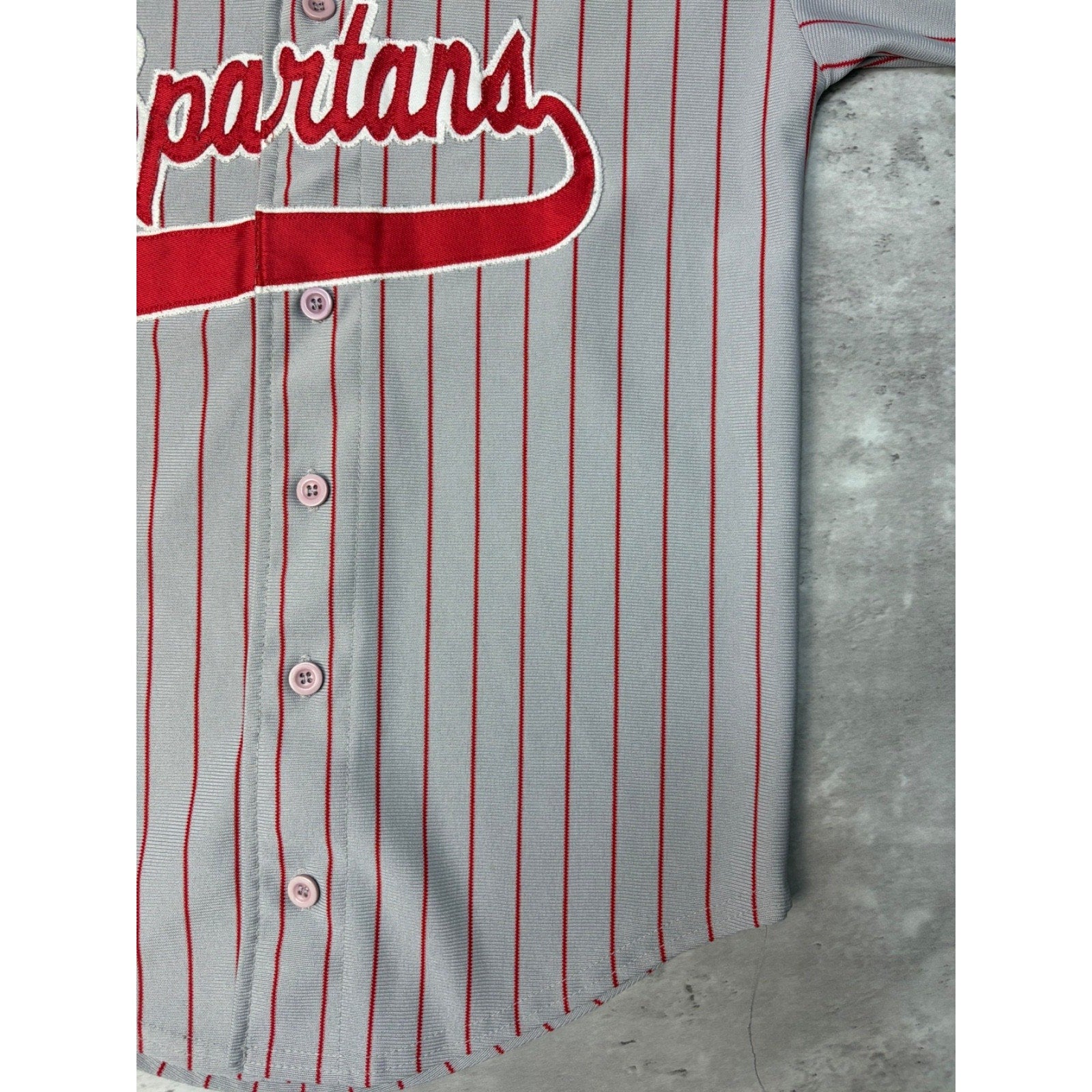 Vintage 80s/90s Spartans Pinstripe Stitched Baseball Jersey Size Small