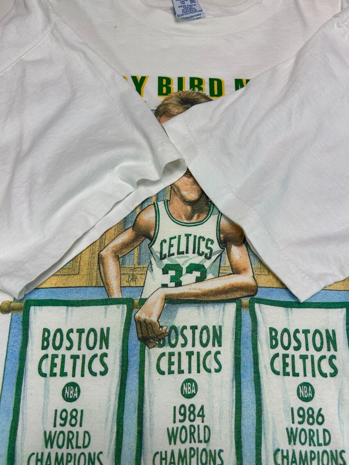 Vintage 1993 Larry Bird #33 Boston Celtics NBA Caricature Graphic T-Shirt Sz XL