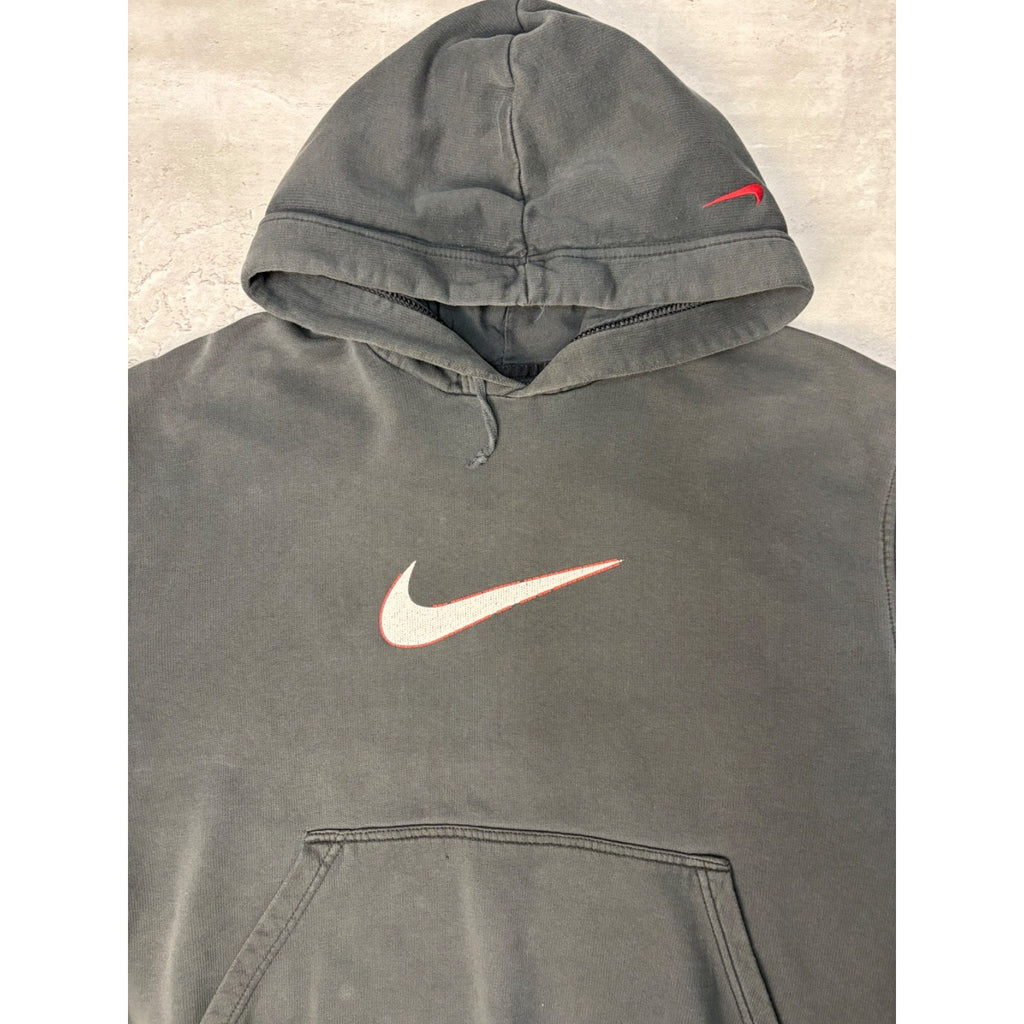 Vintage 2000s Nike Big Swoosh Graphic Hooded Sweatshirt Size Medium