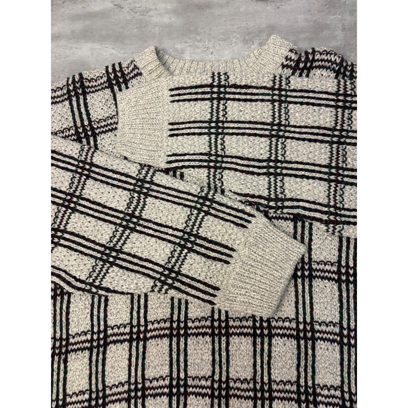 Vintage C.J. Cotton Geometric Pattern Knit Sweater Size XL