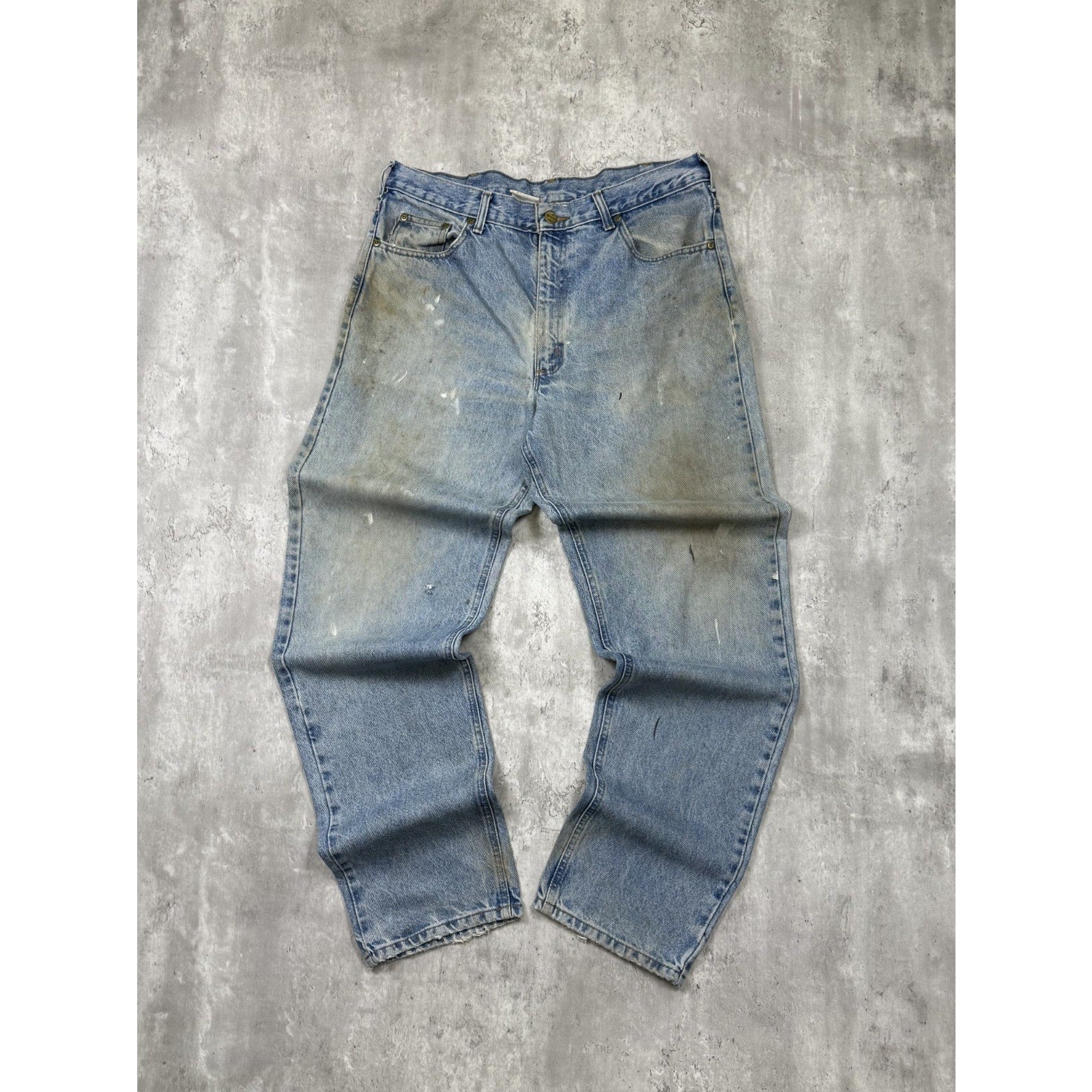 Vintage Carhartt Distressed Light Wash Denim Workwear Pants Size 36