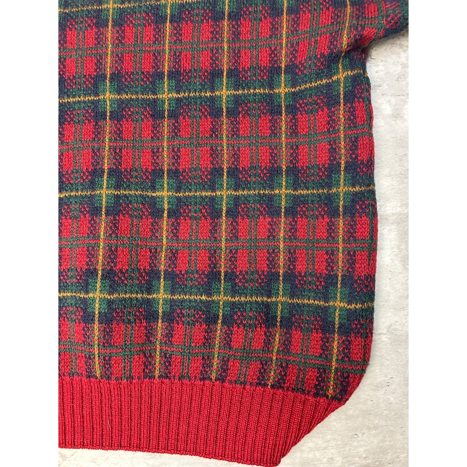 Vintage 90s Eddie Bauer Plaid Print Pullover Knit Sweater Size Large