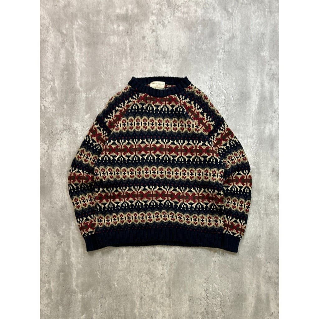 Vintage Eddie Bauer Abstract Striped Pullover Knit Sweater Size XL
