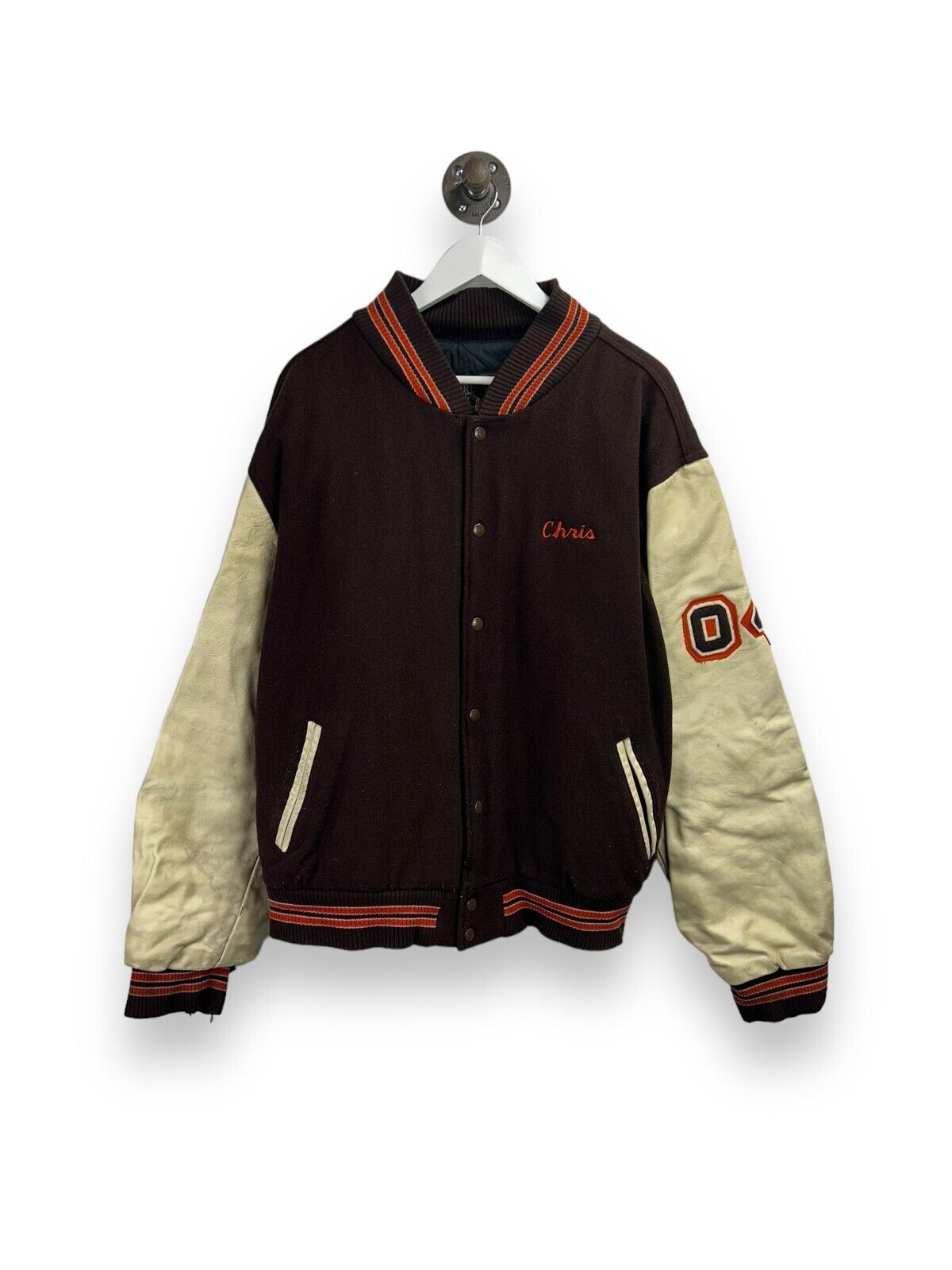 Vintage 90s Cherokee Football Embroidered Wool Varsity Jacket Size 2XL