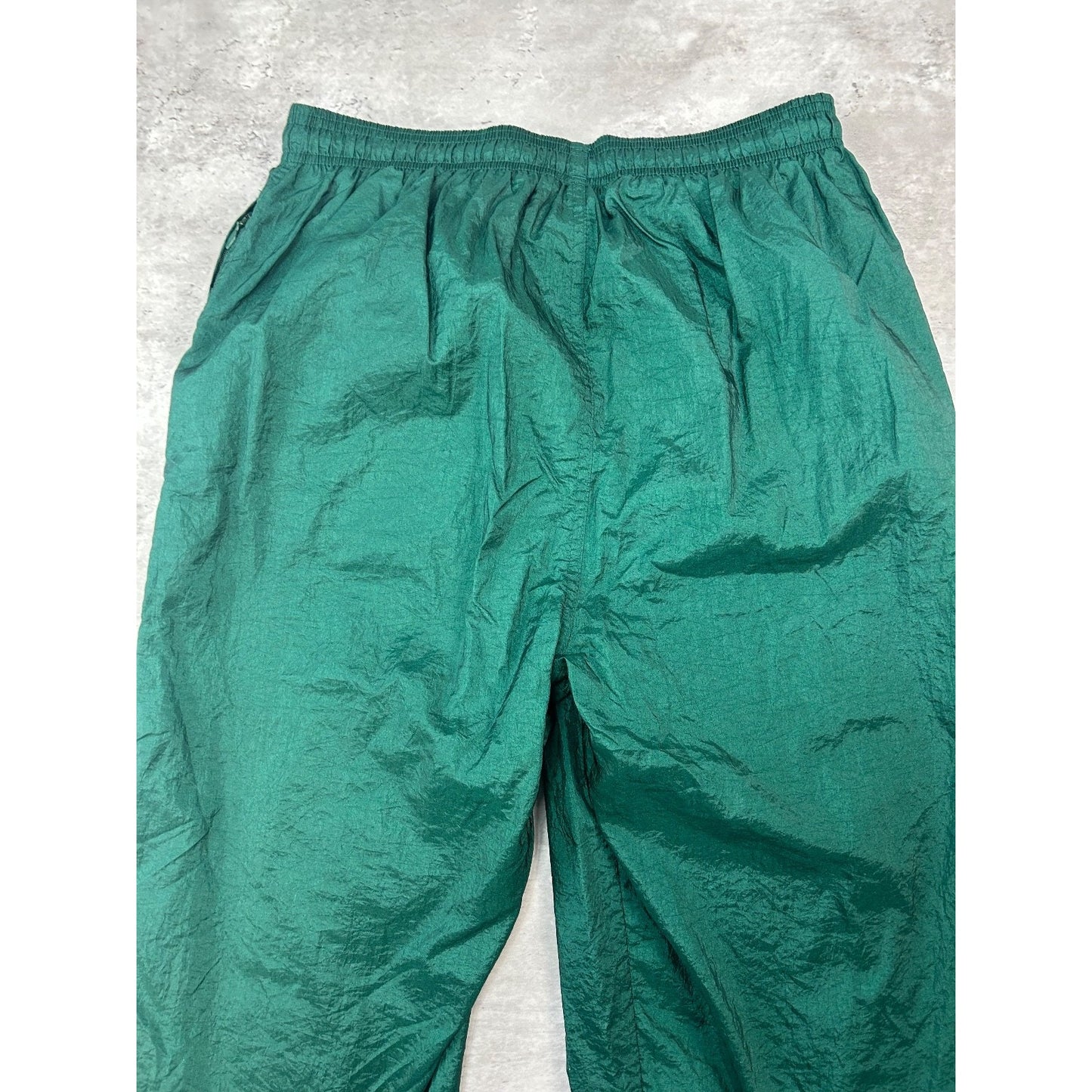 Vintage 90s Adidas Tonal Embroidered Spellout Nylon Track Pants Size Large Green