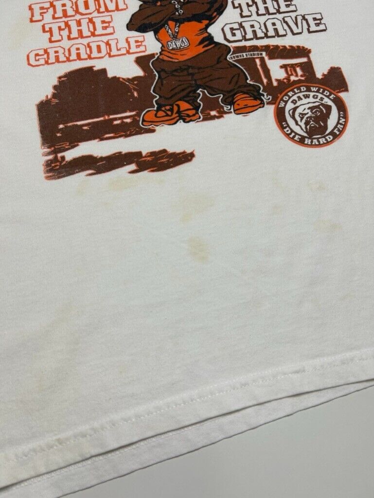 Vintage Cleveland Browns NFL Dawg Pound For Life Graphic Football T-Shirt Sz XL