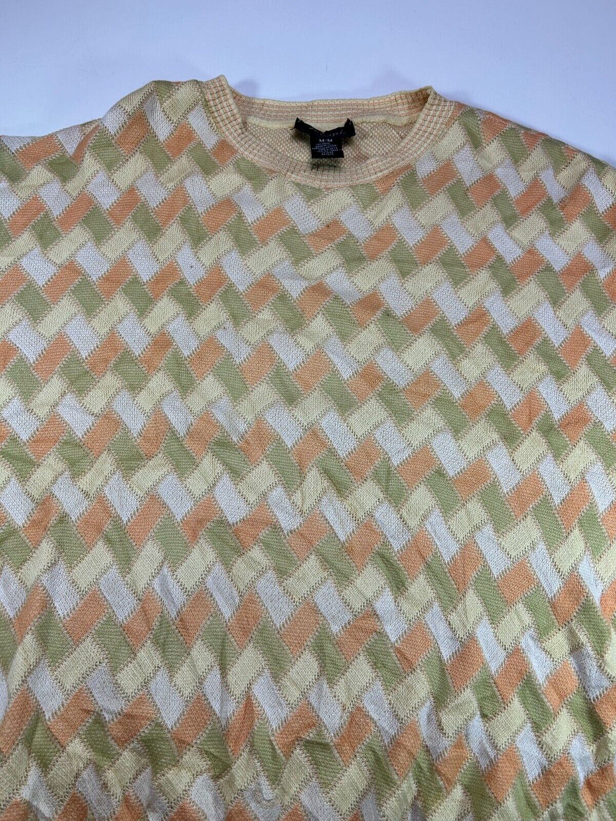 Vintage 90s Tosani Light Weight Pattern Print Pull Over Knit Sweater Size Medium