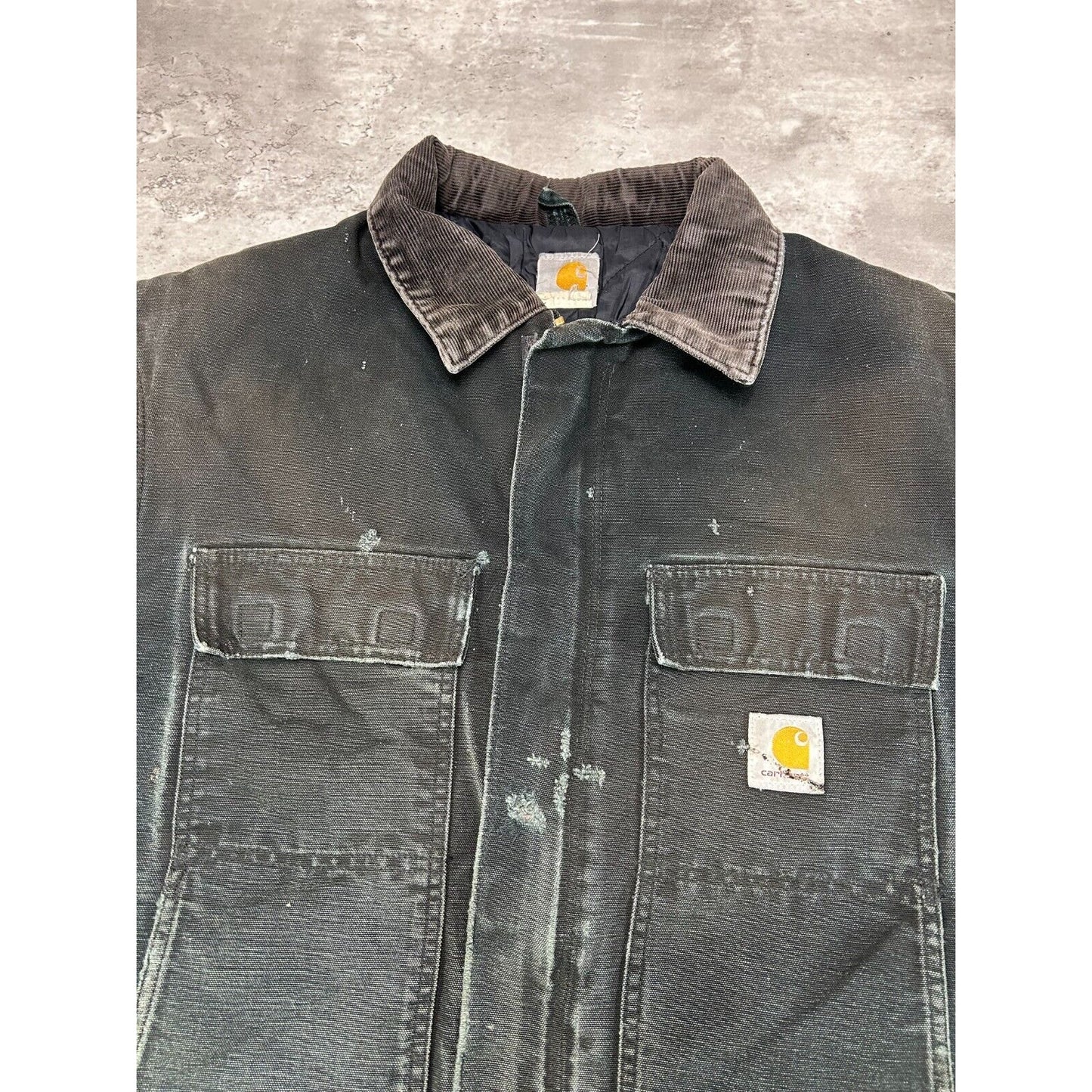 Vintage Carhartt Quilted Lined Canvas Workwear Arctic Jacket Size XXL Black