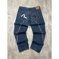 Vintage Y2K Evisu Two Tone Pocket Logo Medium Wash Denim Pants Size 40
