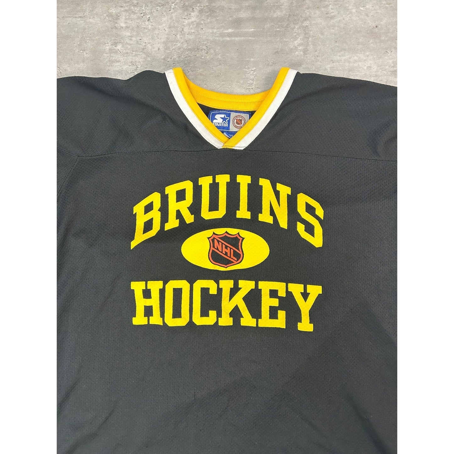 Vintage 90s Boston Bruins NHL 3/4 Sleeve Starter Hockey Jersey Size YOUTH L/XL