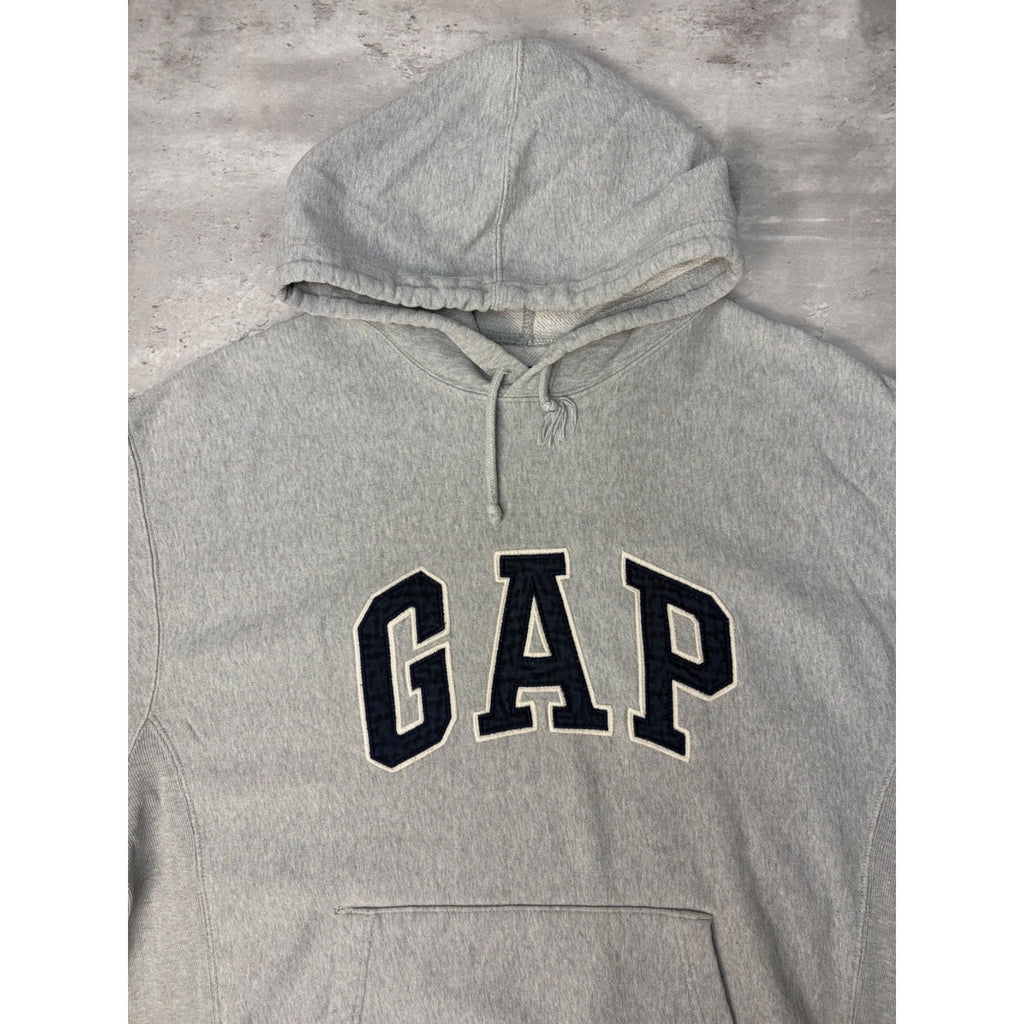Vintage Gap Embroidered Arc Spellout Hooded Pullover Sweatshirt Size Medium