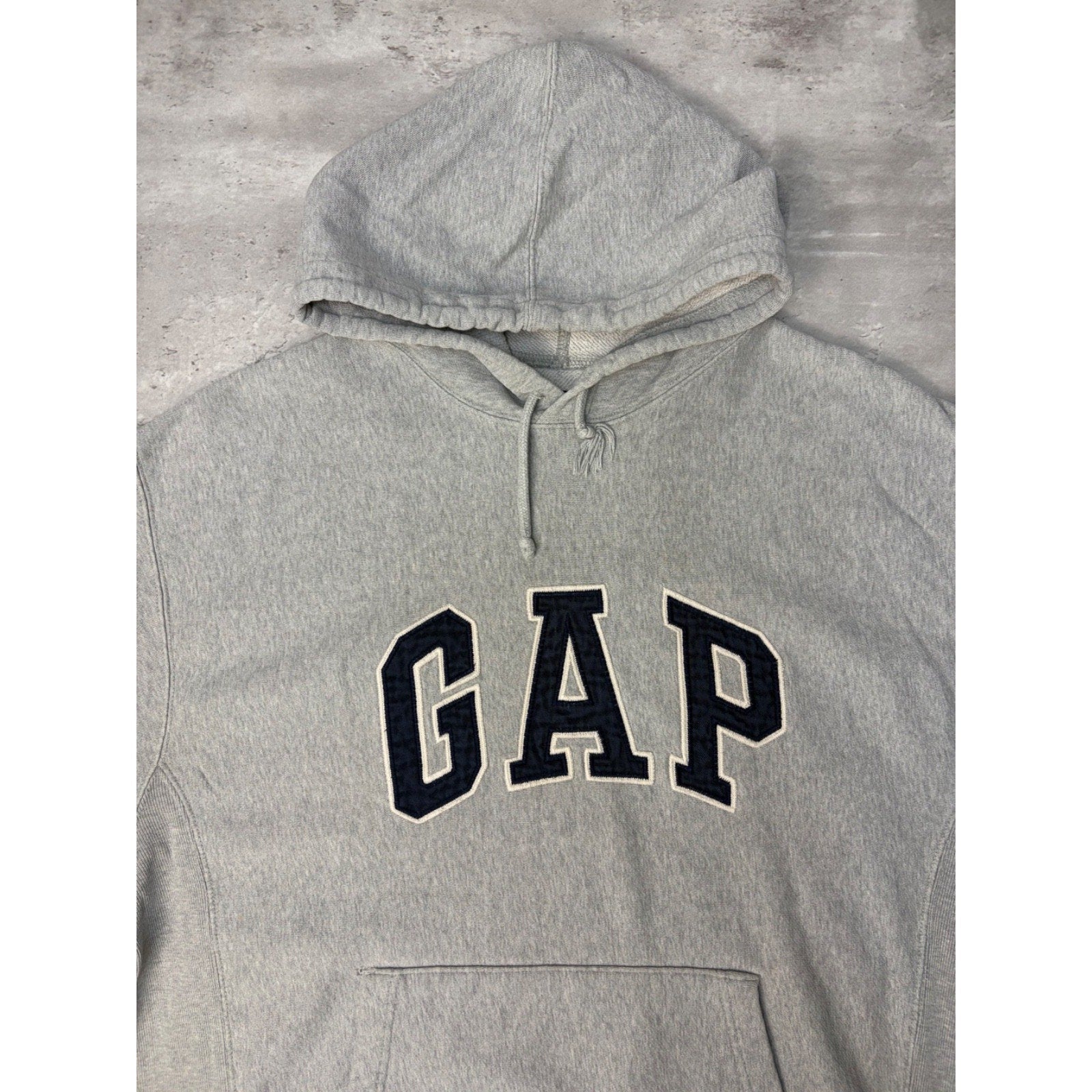 Vintage Gap Embroidered Arc Spellout Hooded Pullover Sweatshirt Size Medium