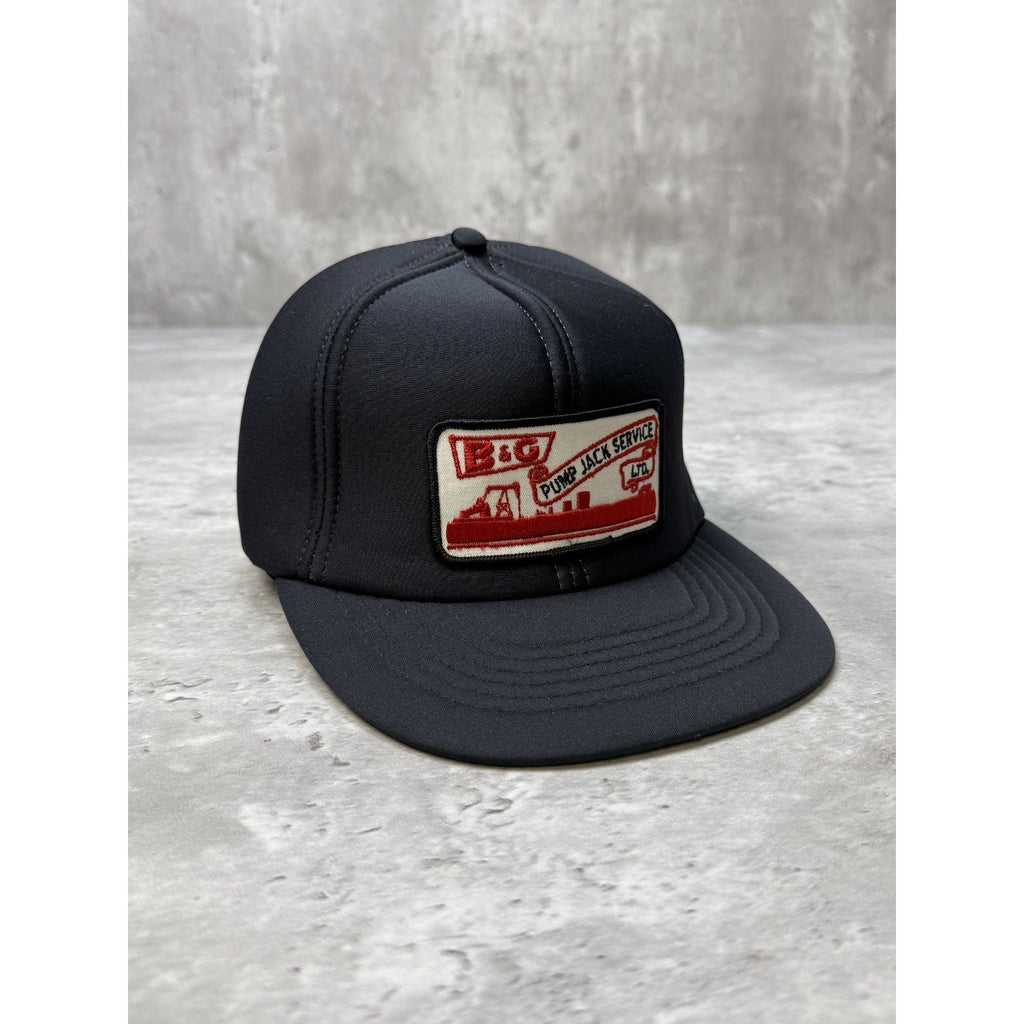 Vintage 80s B&G Pump Jack Service Embroidered Patch Trucker Snapback Hat OSFA